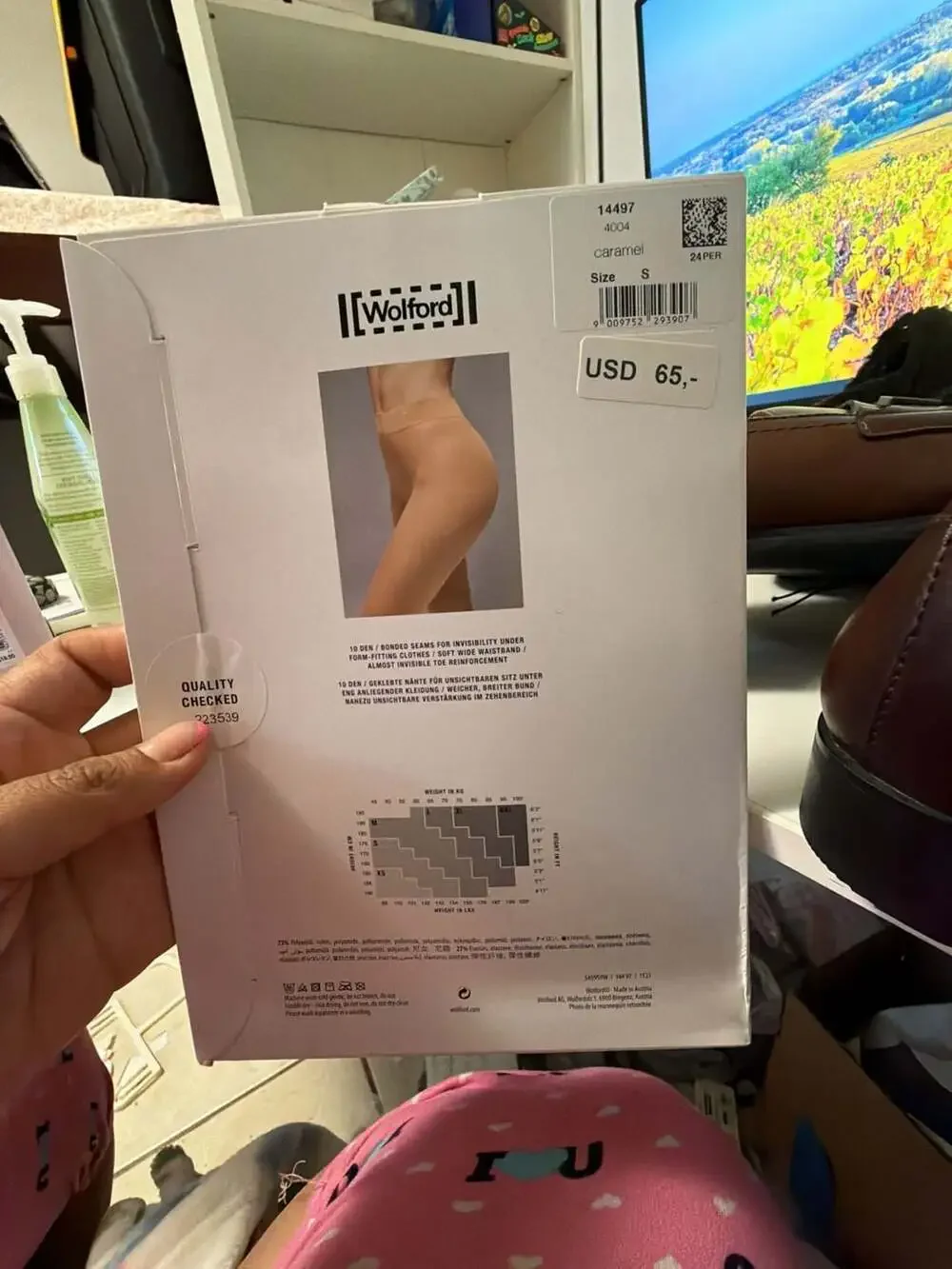Wolford Pure 10 Tights Size S Caramel Ultra-Sheer Bonded Seams